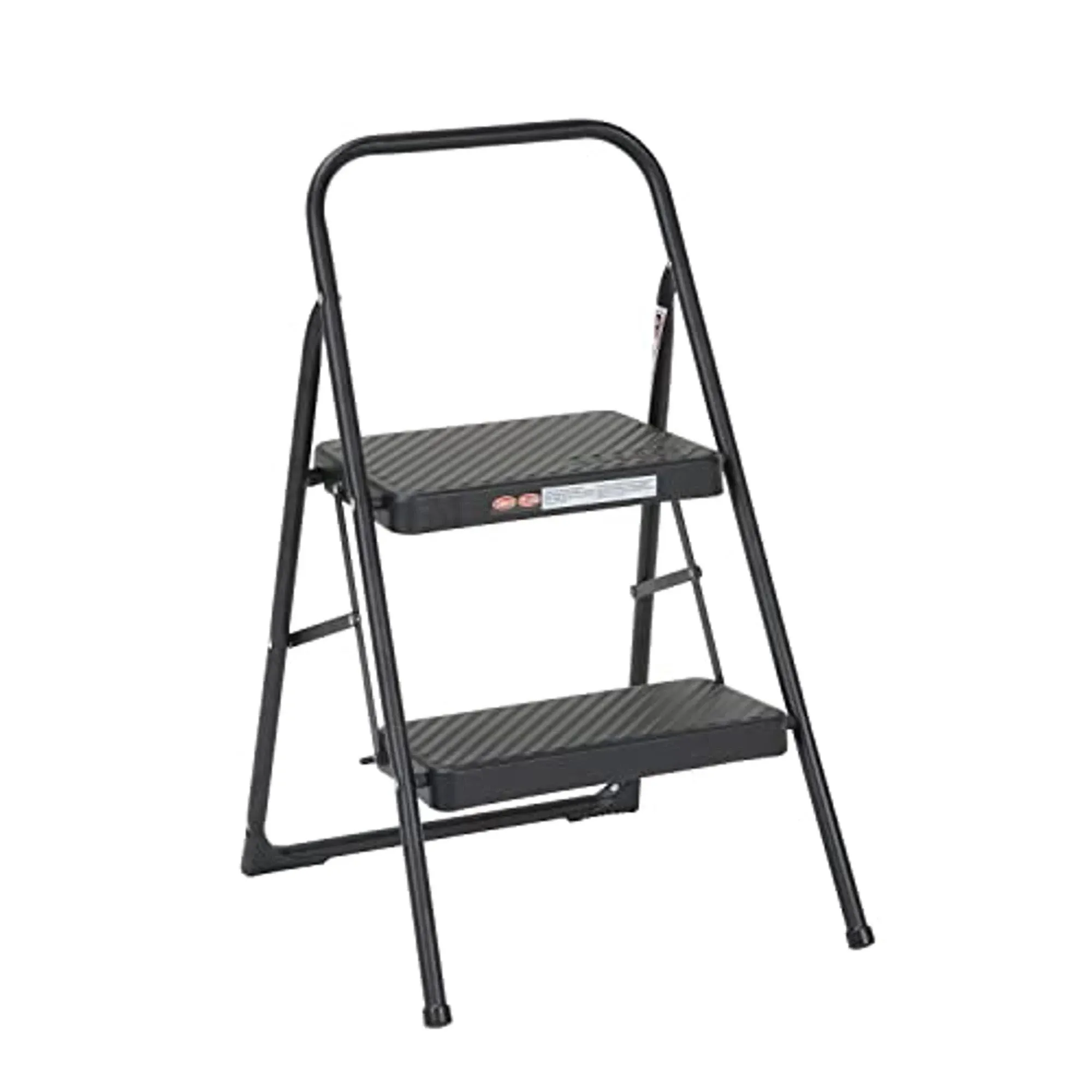 COSCO Two-Step Household Folding Step Stool, All Black, 7ft 11in Reach Height