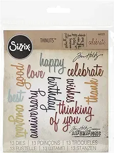 Sizzix SIZ660223 Tholtz Thinlits Die Celebration Words Scrpt Tholtz Thinlits Die , White