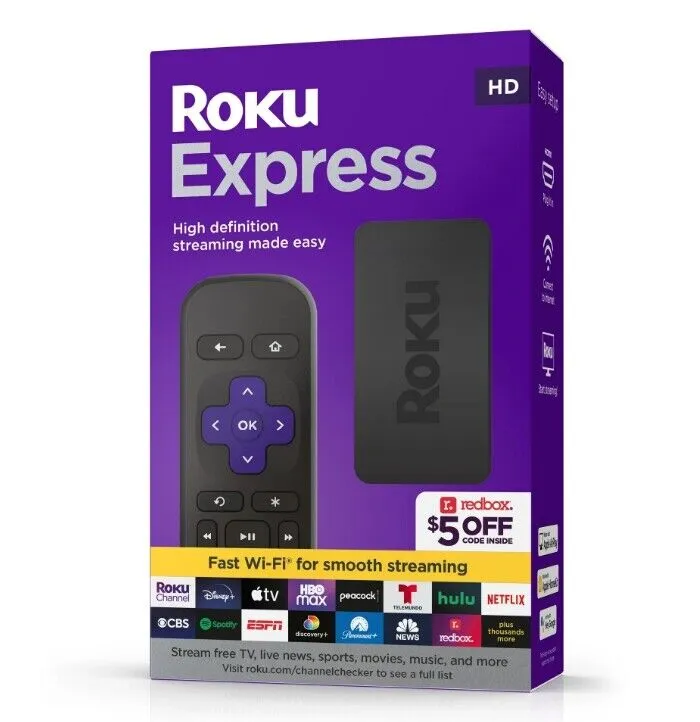 Roku Roku Express HD Streaming Media Player with High Speed Hdmi Cable and Simple Remote