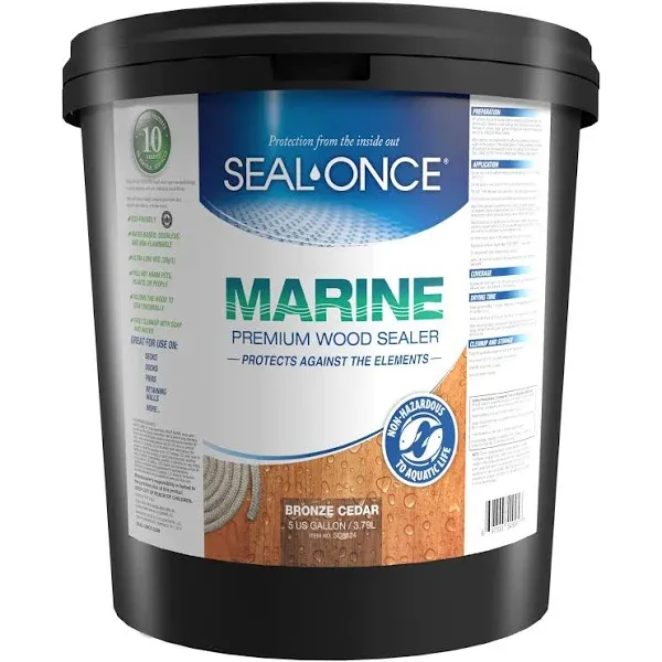 Seal-Once Marine Flat Clear Water-Based Premium Wood Sealer 1 gal