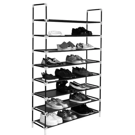 BaytoCare Portable 8 Tiers Widen Shoe Rack Shelf Tower Shoe Cabinet Tower 40 Pairs Shoe Storage Organizer for Closet Entryway Bedroom Black Finish