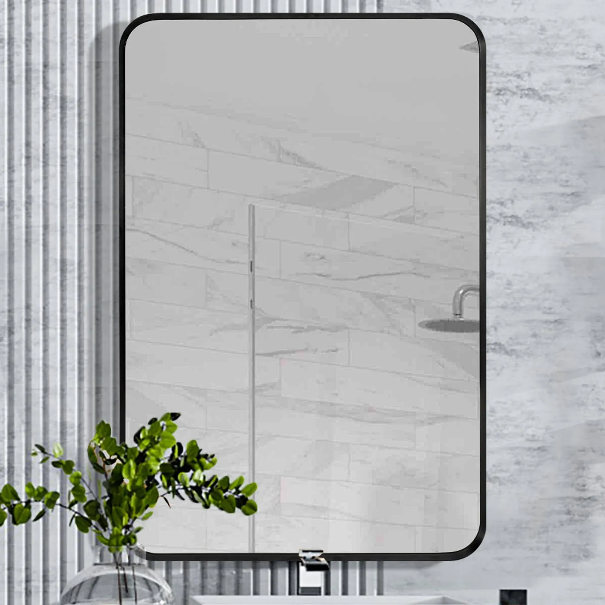 Aldado Black Bathroom Wall Mirror, 24x36 inch Vanity Mirror, Brushed Matte Black ...