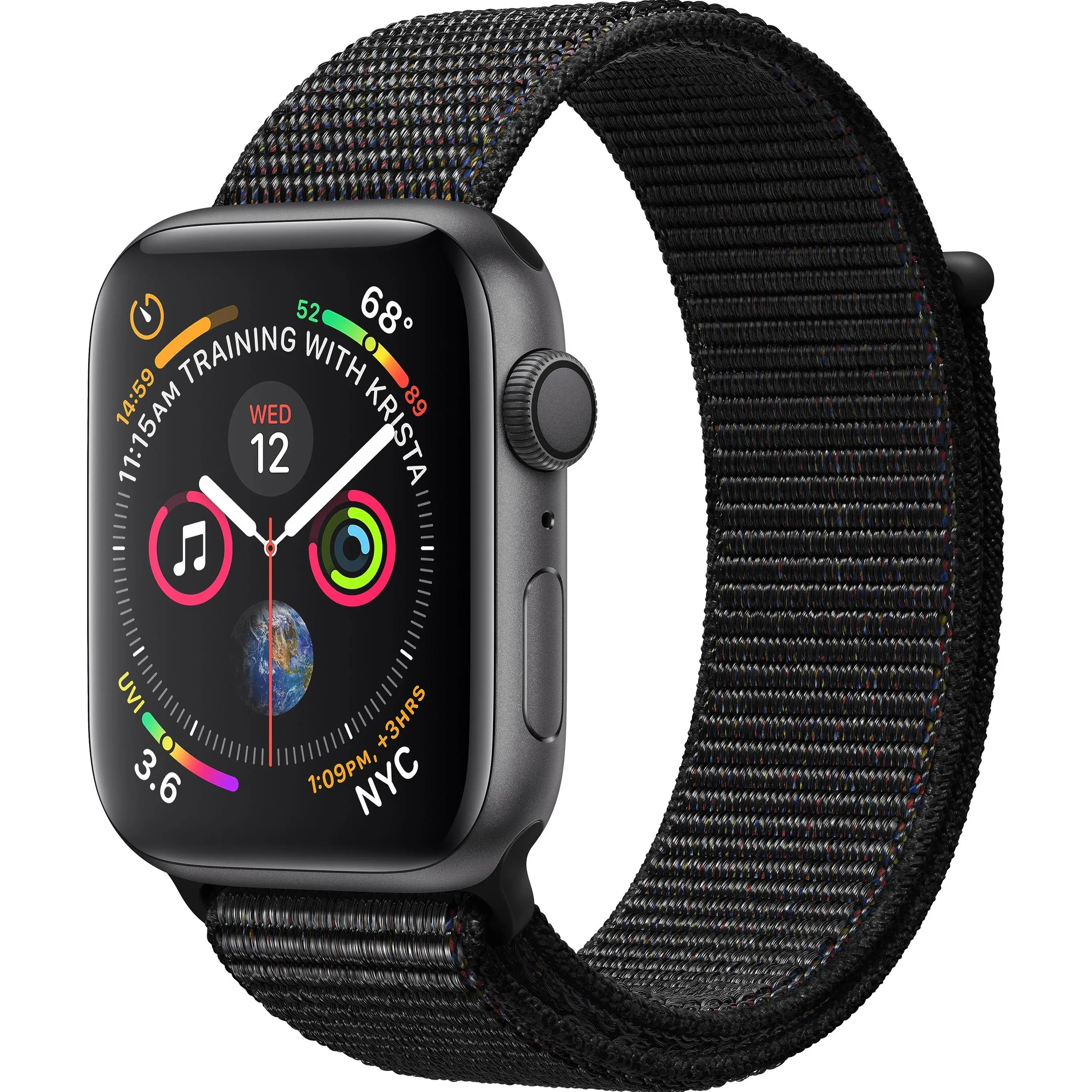 Apple Watch Series 4 40 mm Space Black Stainless Steel Case with Black Sport...