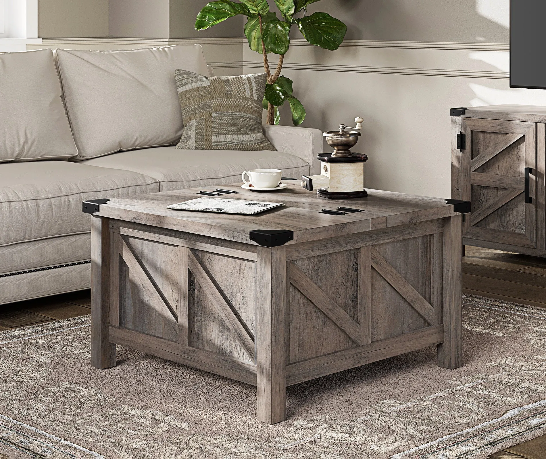 WAMPAT Modern Farmhouse Coffee Table