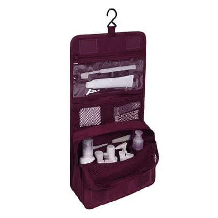 TureClos Cosmetics Storage Bag Travel Hanging Makeup Bag Portable Foldable Toiletry Organizer Pouch Wine Red