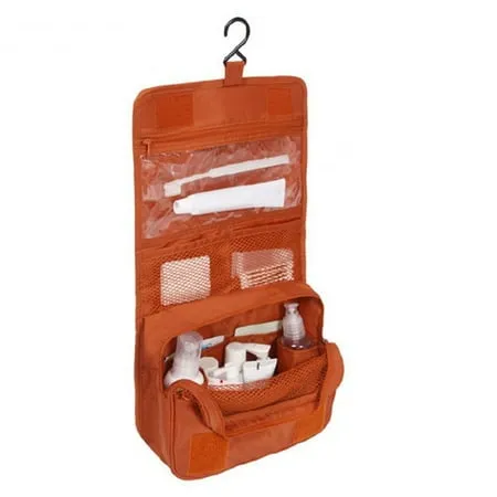 TureClos Cosmetics Storage Bag Travel Hanging Makeup Bag Portable Foldable Toiletry Organizer Pouch Orange