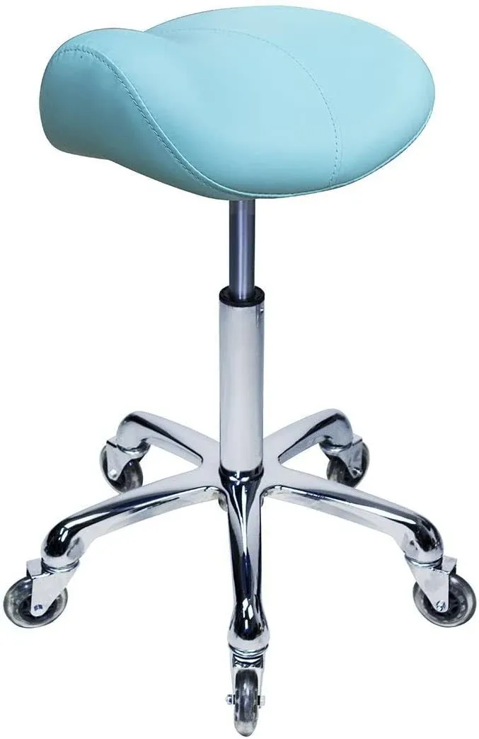 Saddle Stool Rolling Swivel Chair for Dental Office Massage Clinic Salon Cyan