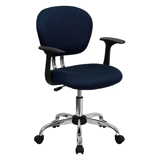 Flash Furniture Beverly Ergonomic Mesh Swivel Mid-Back Padded Task Office Chair, Navy (H2376FNAVYARMS)