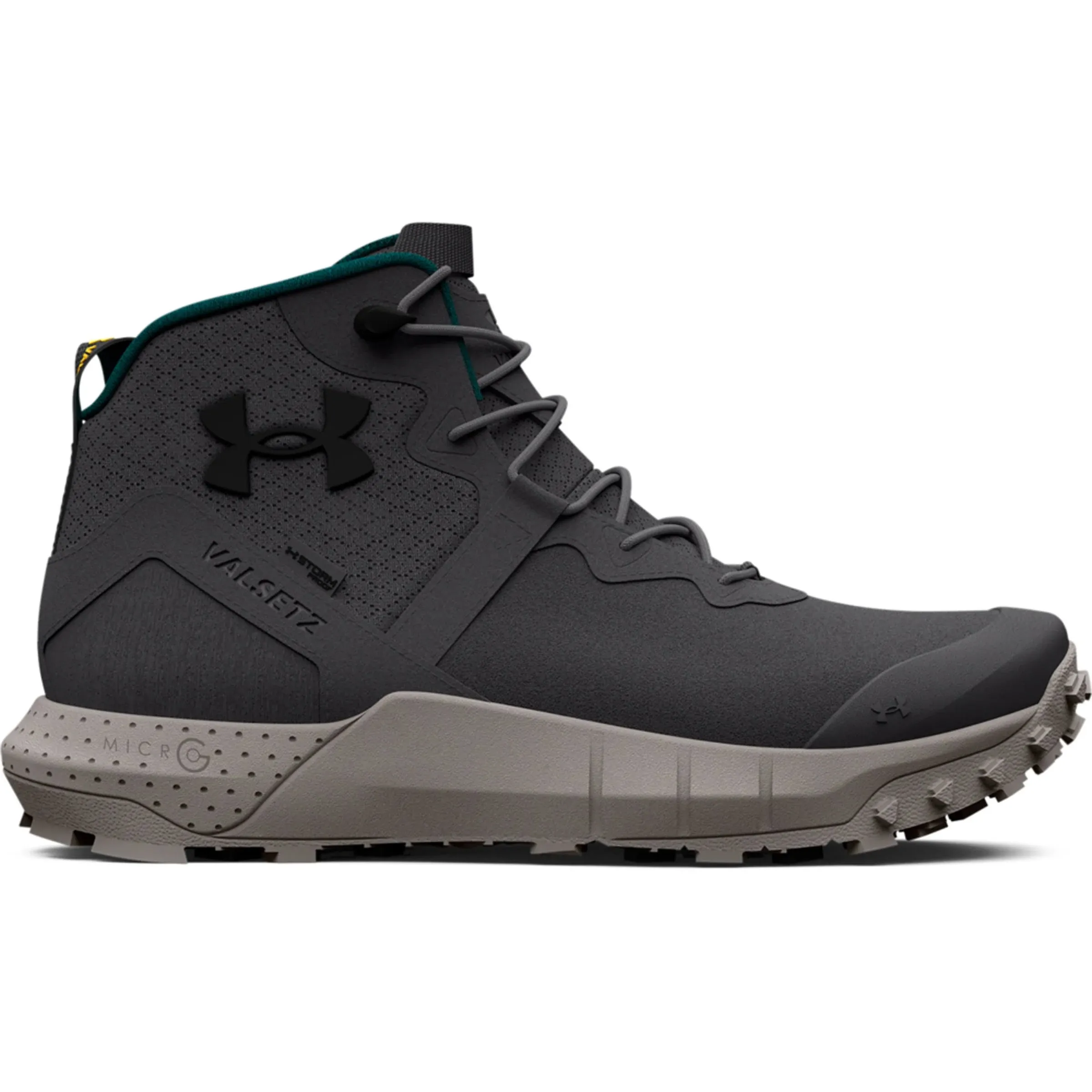 Under Armour Men's Jet Gray Micro G Valsetz Trek Mid Leather Waterproof Tactical ...