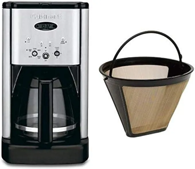 Cuisinart DCC-1200 Brew Central 12-Cup Programmable Coffeemaker, Brushed Chrome, and Filter Bundle