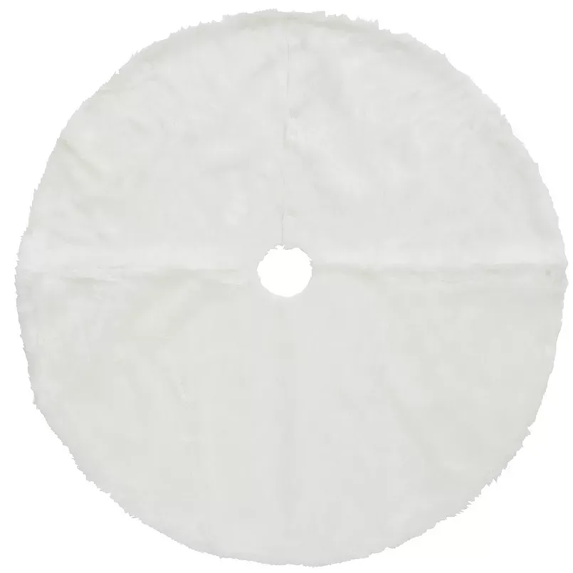 National Tree Company White Faux Fur Christmas Tree Skirt