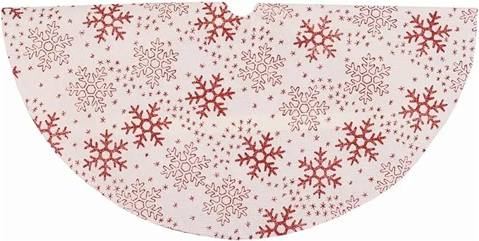 Northlight 20" Red and White Glitter Snowflake Mini Christmas Tree Skirt