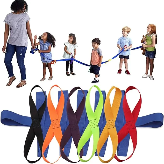 Lainrrew Walking Rope Children Safety Walking Rope with 12 Colorful Handles Outdoor Safety Daycare Rope for Preschool Daycare K