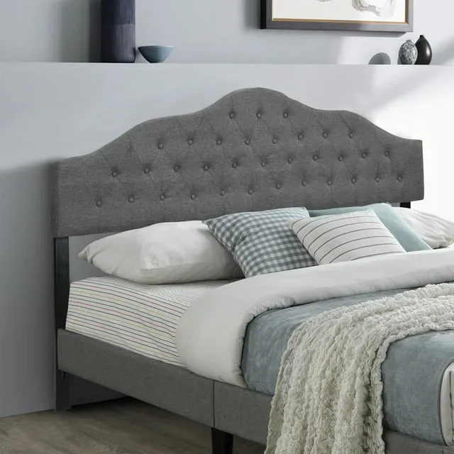 Modern  Adjustable Headboards, Upholstered Headboard for King Size Bed, Breathable Fabric with Buttons, Adjustable Height from 55.9" to 63.78", Gray