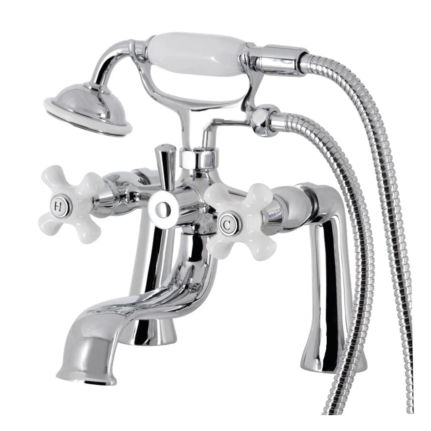 Kingston Brass KS228PXC Kingston Deck Mount Clawfoot Tub Faucet with Hand Shower, Polished Chrome - Kingston Brass KS228PXC