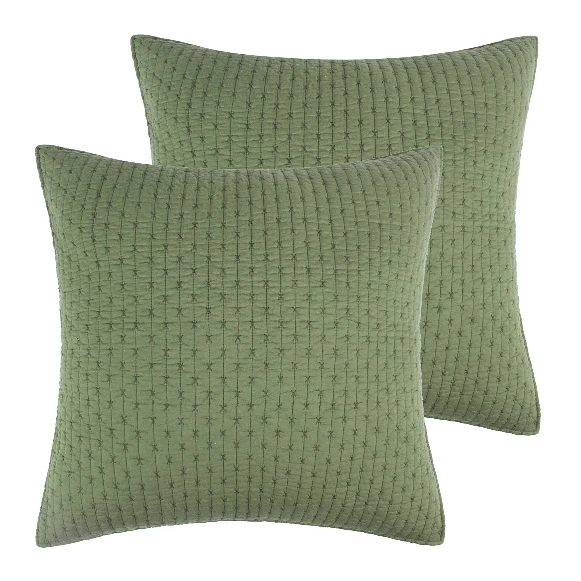 Levtex Home Cross Stitch Euro Sham, Set of 2 - Forest Green