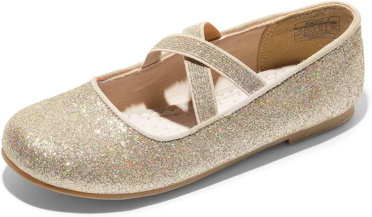 Girl's Bow Ballerina Flats, Gold / 6 Big Kid