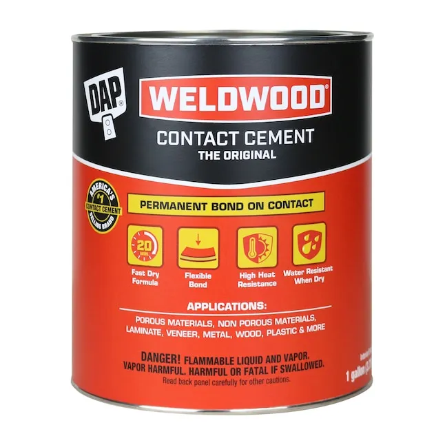 DAP Weldwood 128-fl oz Liquid Contact Cement Waterproof, Quick Dry, Multipurpose AdhesiveDAP Weldwood 128-fl oz Liquid Contact Cement Waterproof, Quick Dry, Multipurpose Adhesive