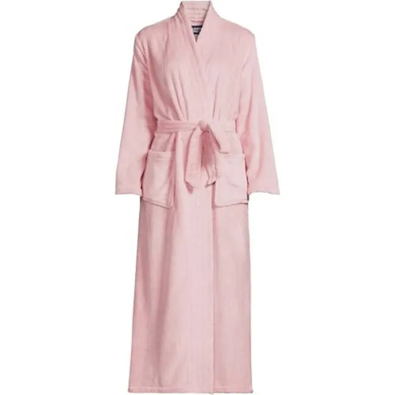 Lands' End Women's Cozy Plush Long Wrap Robe