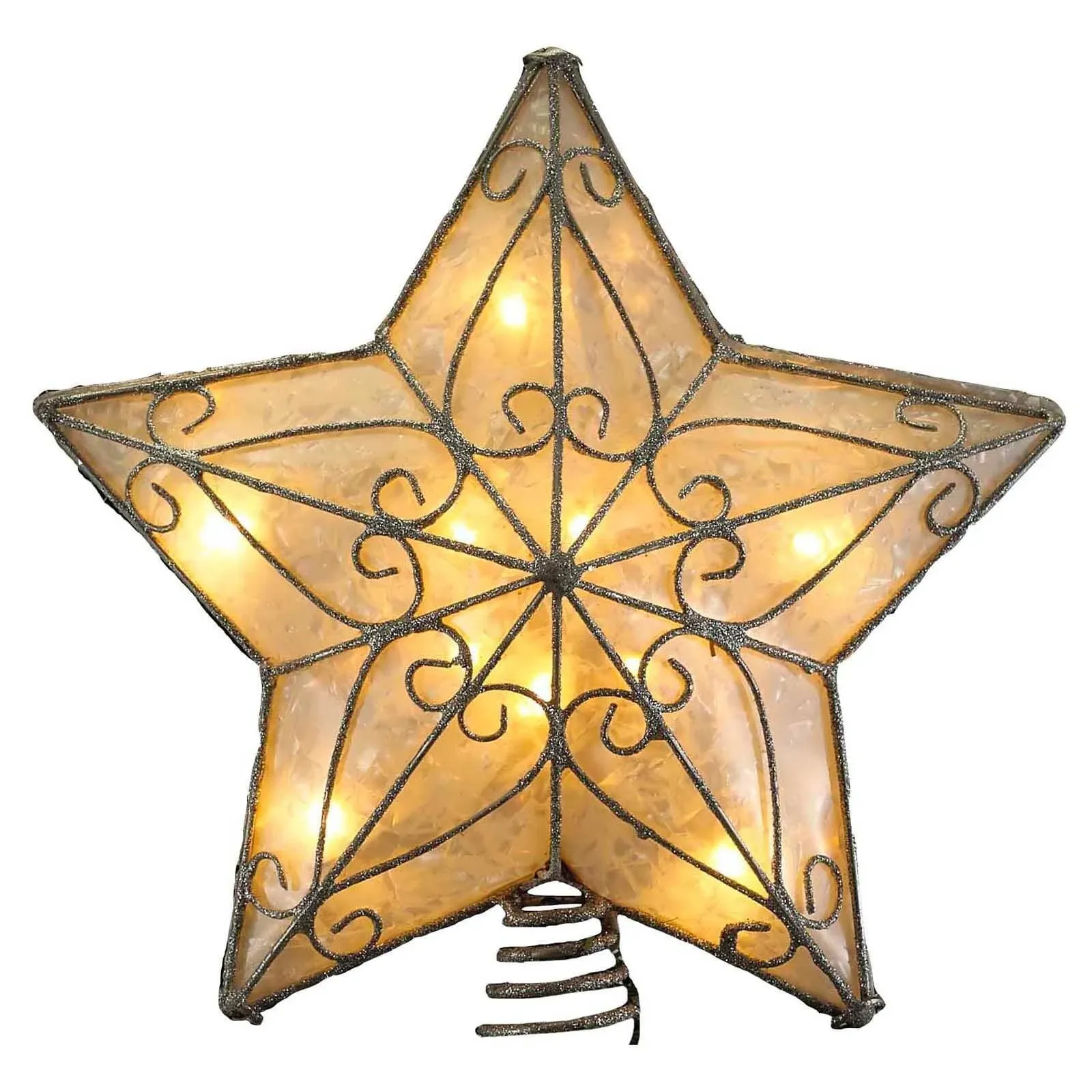 Kurt Adler 10-Light Metal Trimmed Capiz Star Treetop