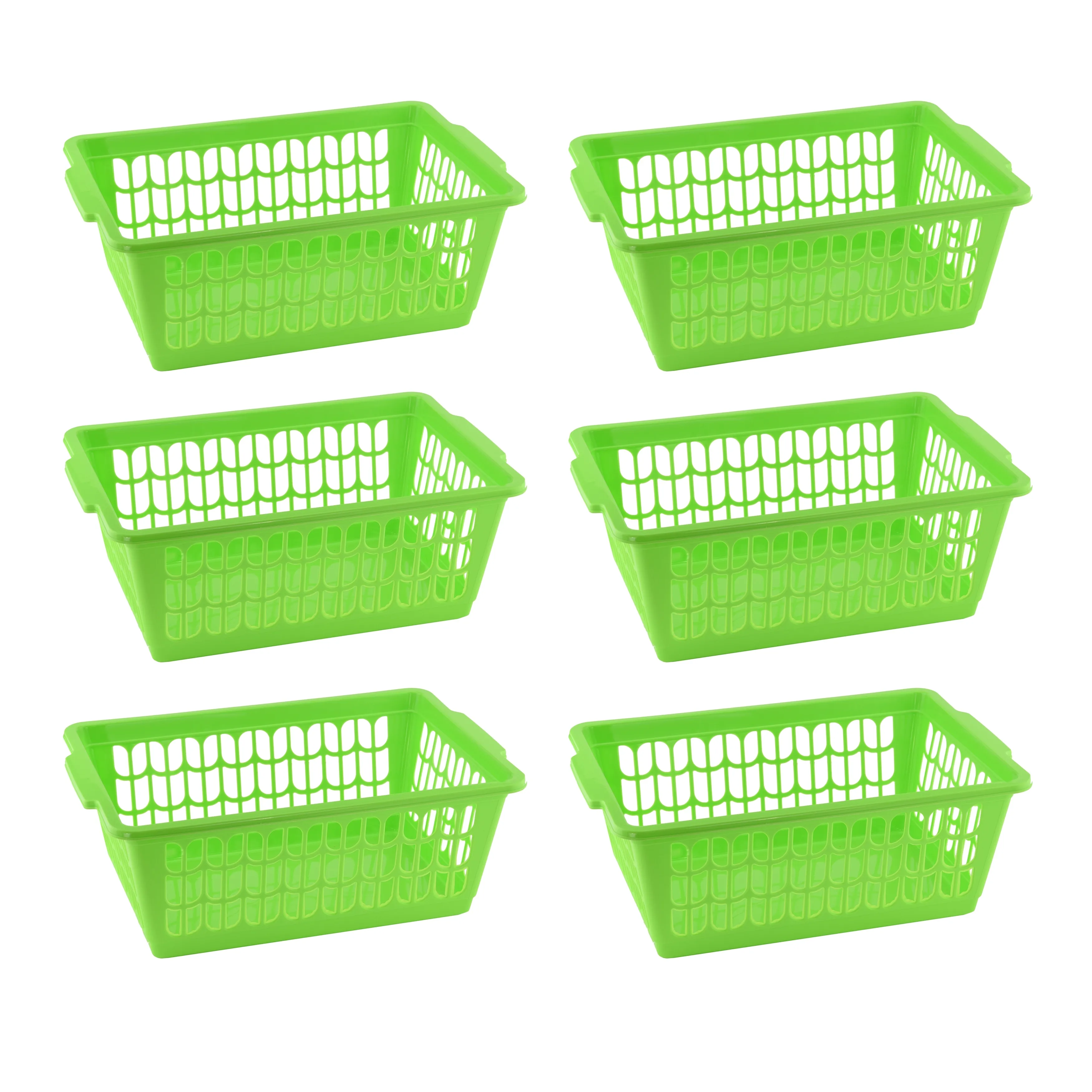 Small Plastic Storage Basket for Organizing Kitchen Pantry, Pack of 6