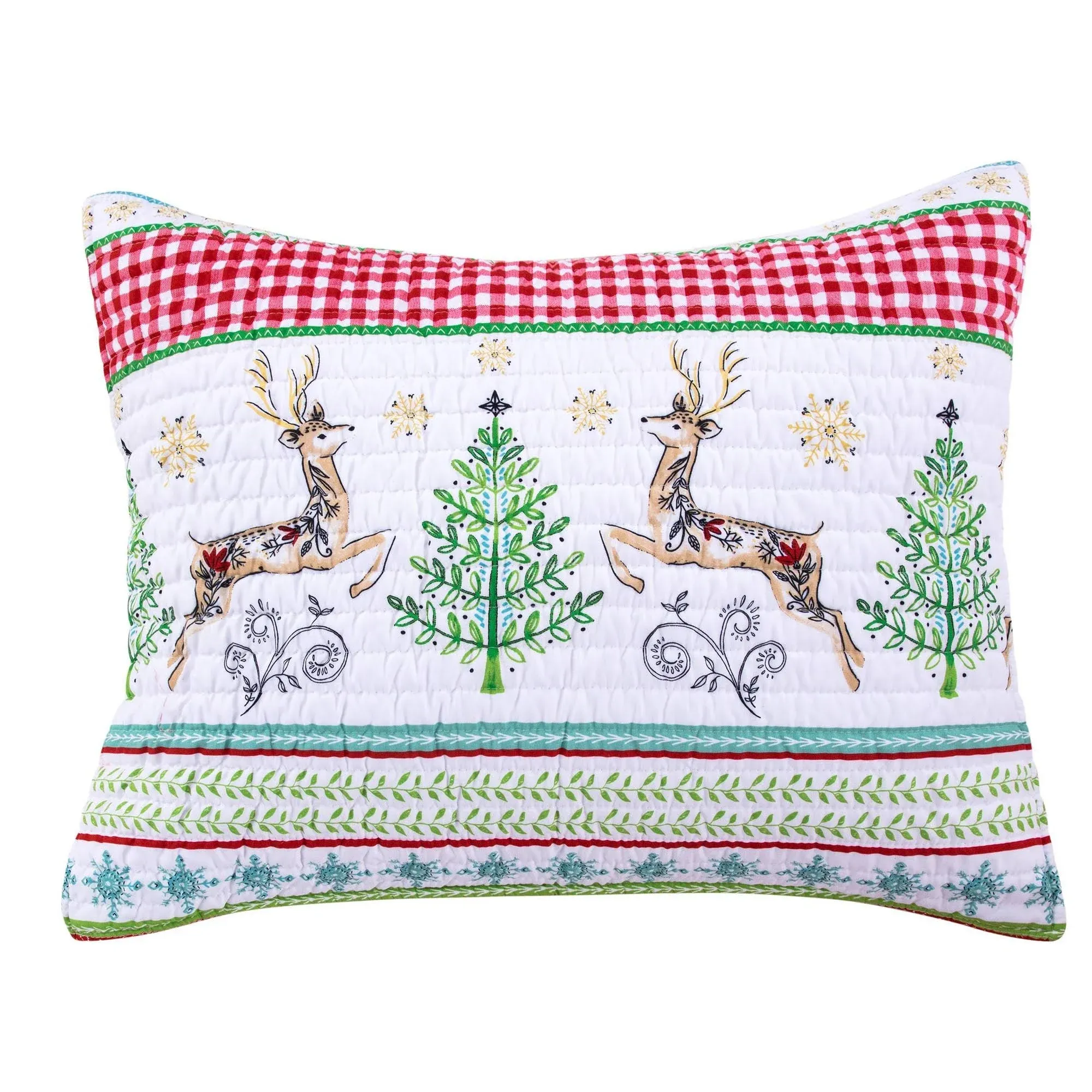 Merry &amp; Bright Collecion - Comet and Cupid - Quilted Standard Sham - Holiday Dee