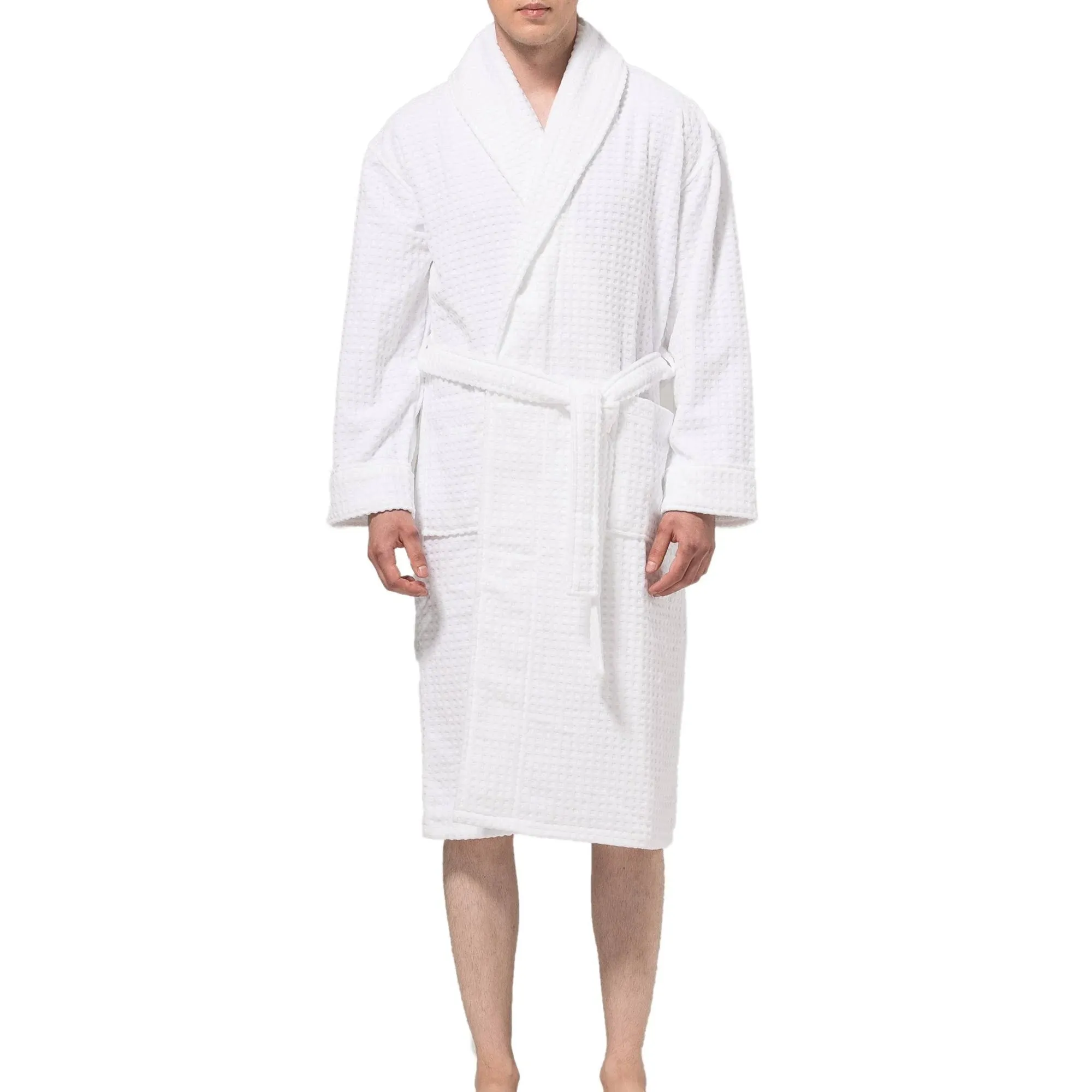 Alpine Swiss Dario Men's Luxury Waffle Knit Cotton Shawl Collar Bathrobe