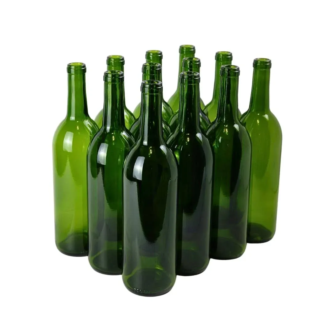 FasTrack Green Wine Bottles, 750 ml Capacity (Pack of 12), 750ml