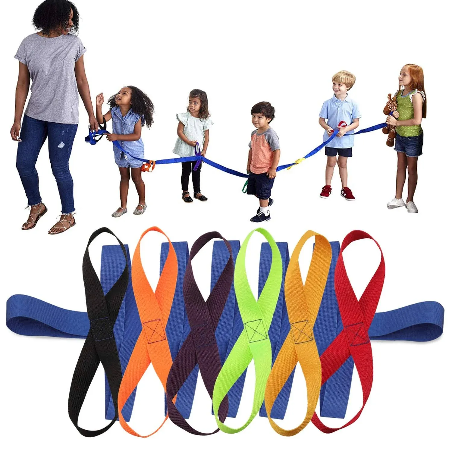 Lainrrew Walking Rope Children Safety Walking Rope with 12 Colorful Handles Outdoor Safety Daycare Rope for Preschool Daycare K