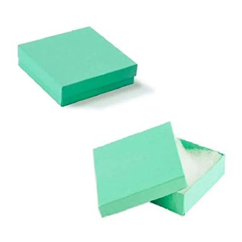 20 Pack Cotton Filled Teal Blue Color Jewelry Gift and Retail Boxes 3 X 3 X 1