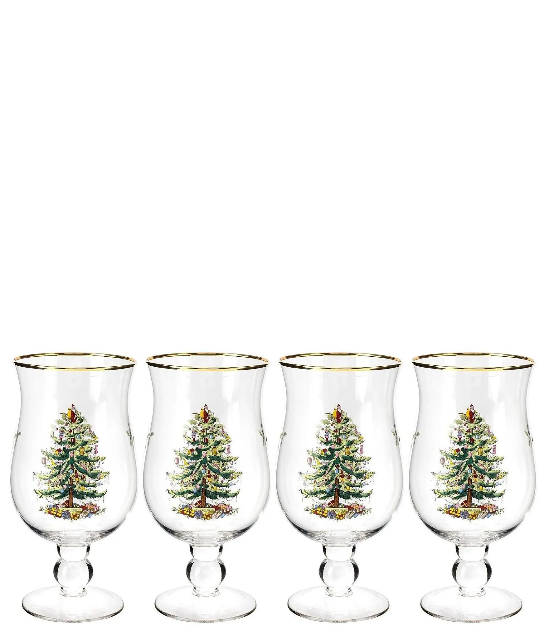 Spode 4-Piece Christmas Tree Glass Tulip Shaped Set