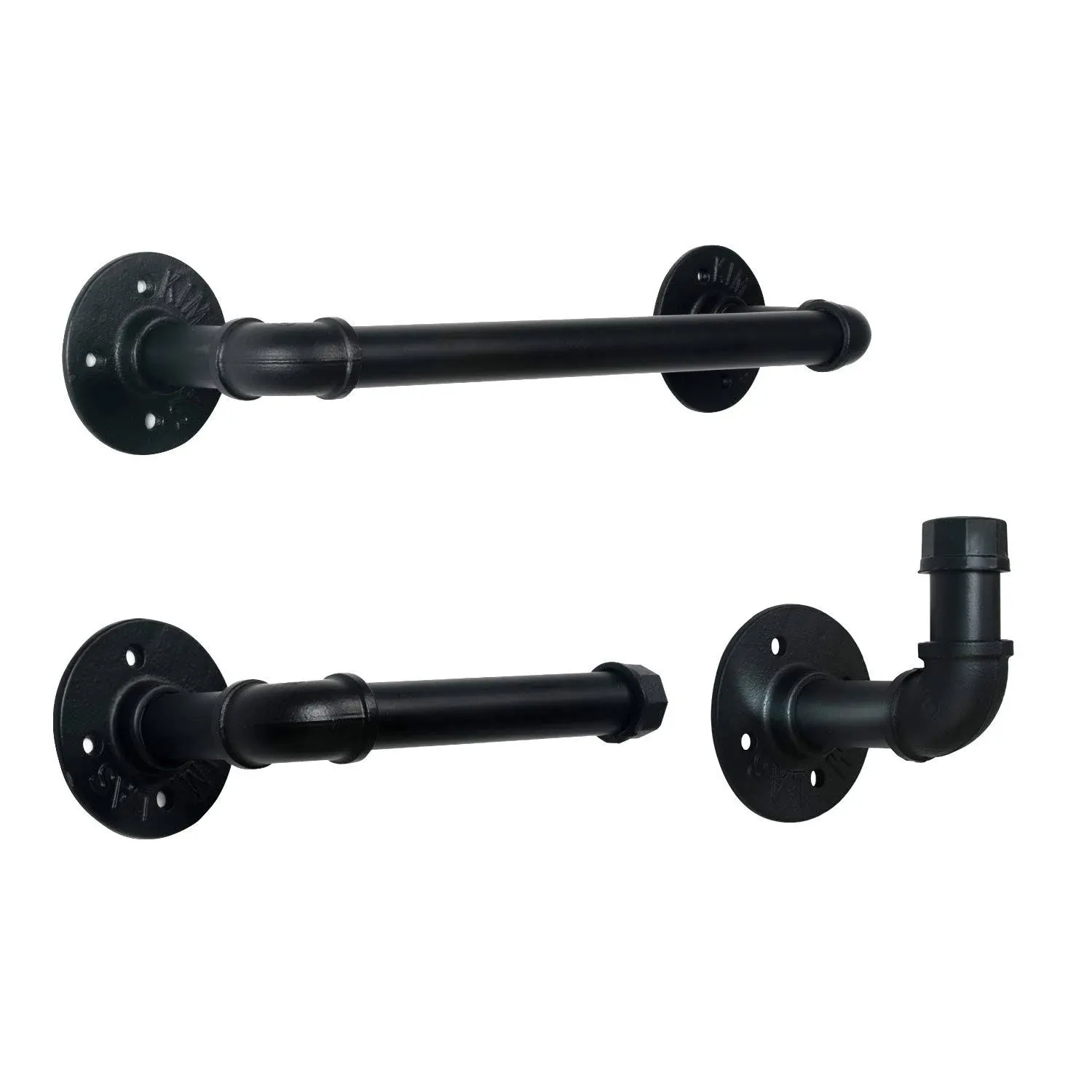 3-Pieces Industrial Pipe Towel Holder Set, Wall Mounted, Black. ***READ***