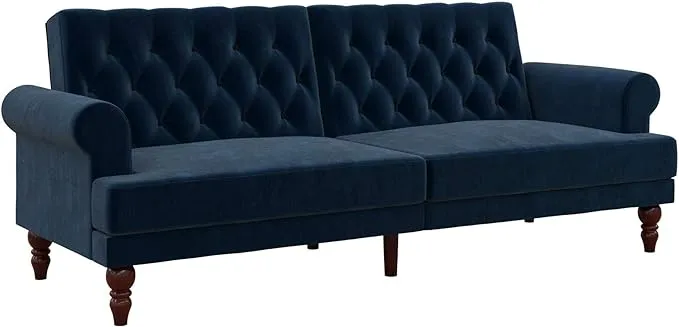 Novogratz Cassidy Upholstered Futon, Black Velvet