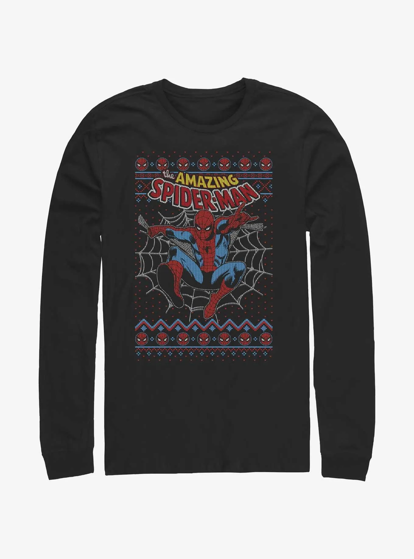 Marvel Spider-Man Web Jump Ugly Christmas Long-Sleeve T-Shirt | Hot Topic