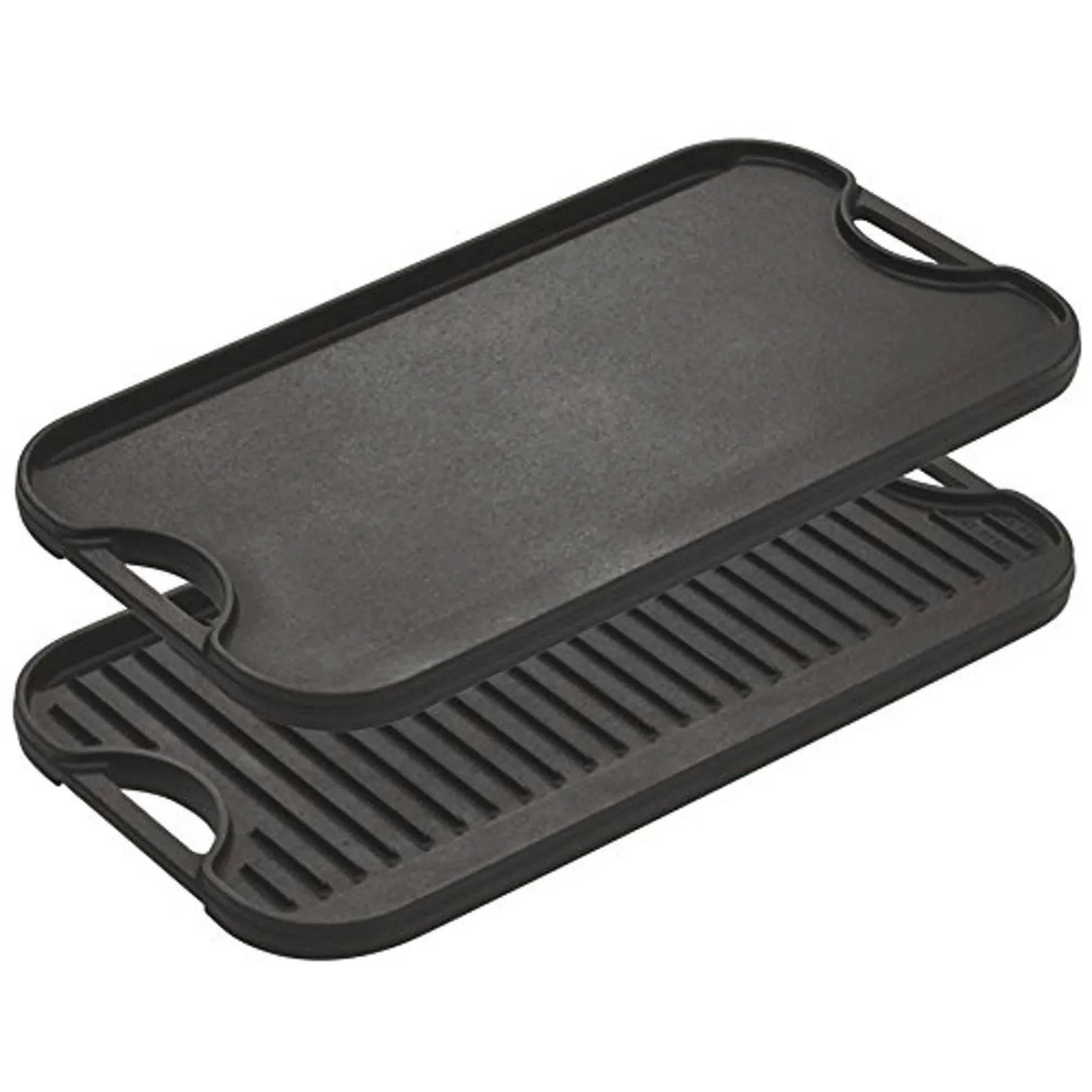 Professional Cast Iron Grill Griddle Reversible Two Burner Pre Seasoned Cooking