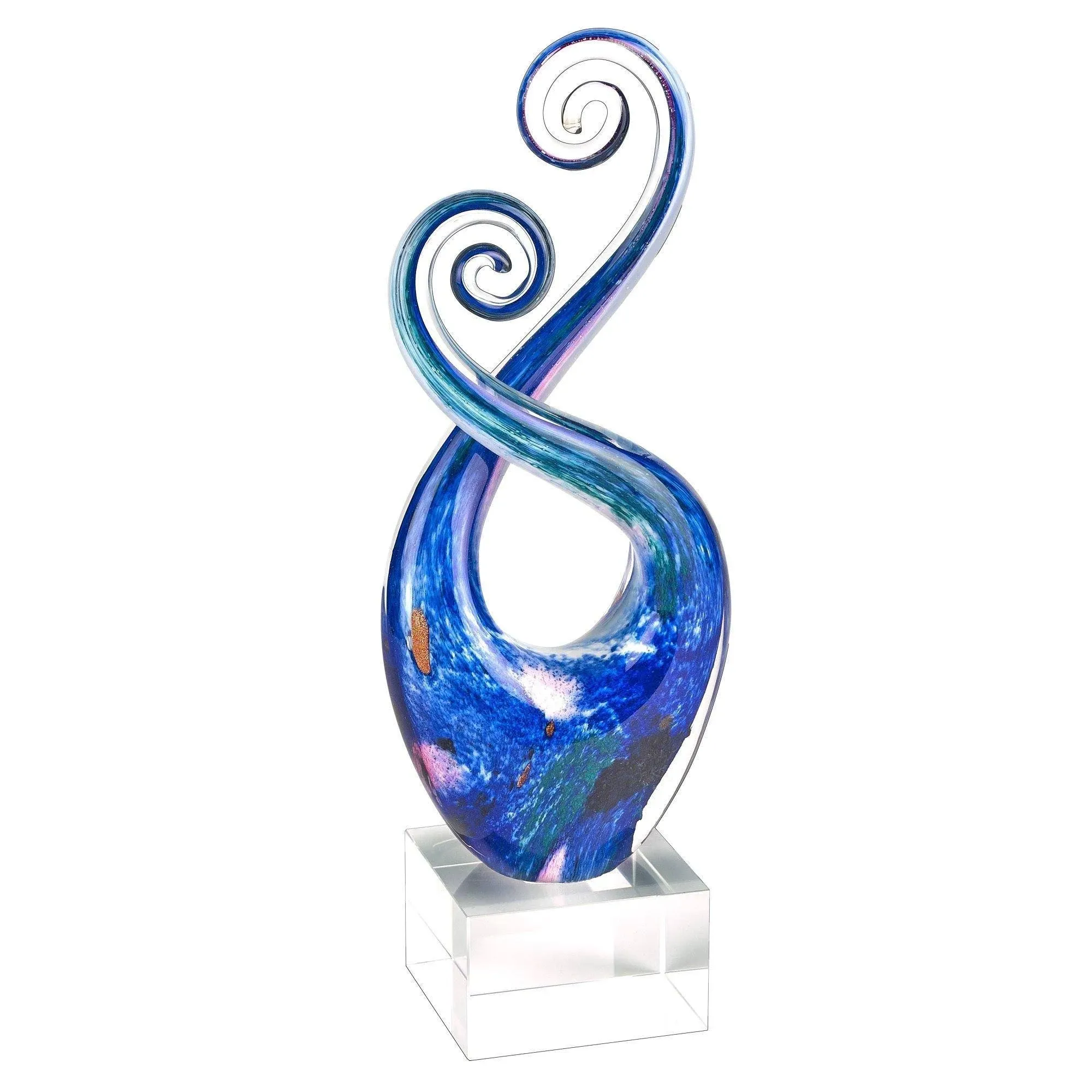 Badash - Monet Murano Style Art Glass Swirl Centerpiece on Crystal Base 10"