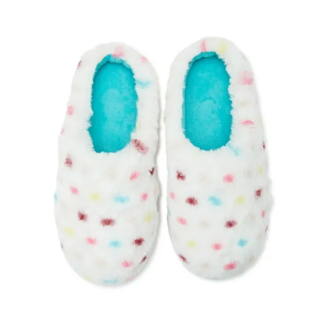 Wonder Nation Girls Faux Fur Scuff Slippers, Sizes 13/1-6