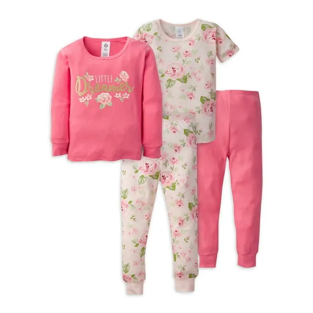 Gerber Toddler Neutral Snug Fit Cotton Pajamas 4-Piece Set