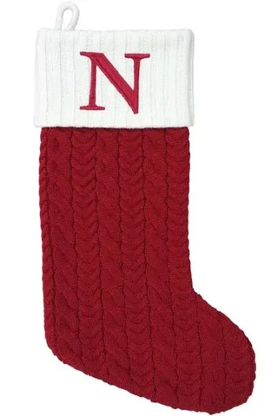 St. Nicholas Square Cable Knit Monogram Christmas Stocking