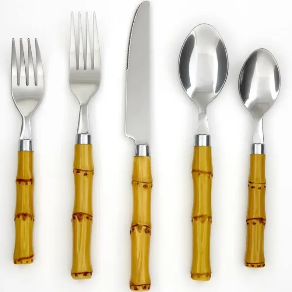 Cambridge Bamboo 20 Piece Plastic Flatware Set