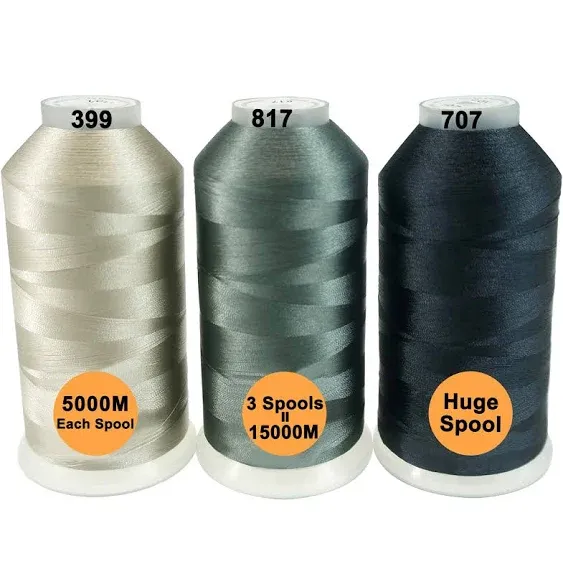 New brothreads - 40 Options- Various Assorted Color Packs of Polyester Embroidery Machine Thread Huge Spool 5000M for All Embroidery Machines -Different Grays