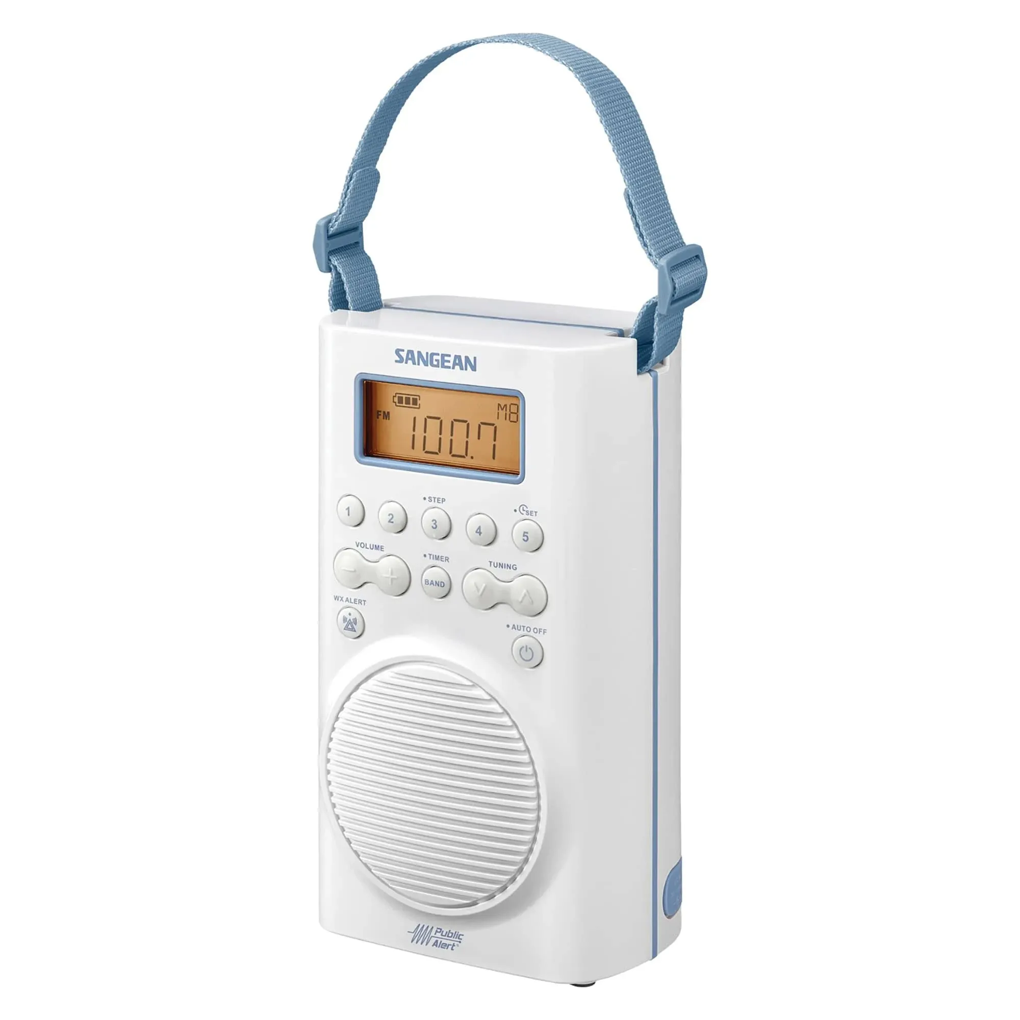 Sangean H205 AM/FM Weather Alert Waterproof Shower Radio White