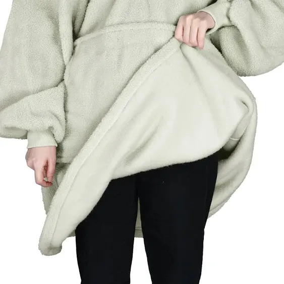 Oversized Blanket Hoodie Sweatshirt with Zipper Giant Faux Shearling Pullover | Large Front Pocket Cozy Warm Comfortable | Gift for Adults Women Men Teenagers Kids Wife Girlfriend