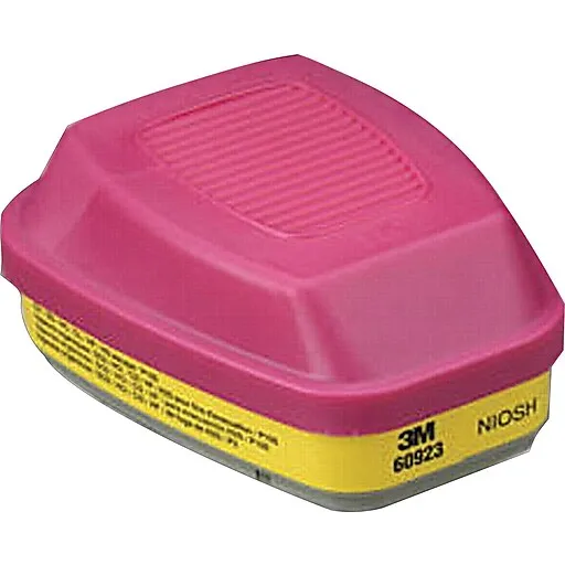 3M P100 Respirator Cartridge/Filter 60923, 1 Pair, Helps Protect Against Organic Vapors, Acid Gases, and Particulates,Magenta, Yellow