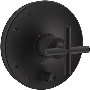 KOHLER Matte Black 1-Handle Cross Shower Faucet Handle | K-T14501-3-BL