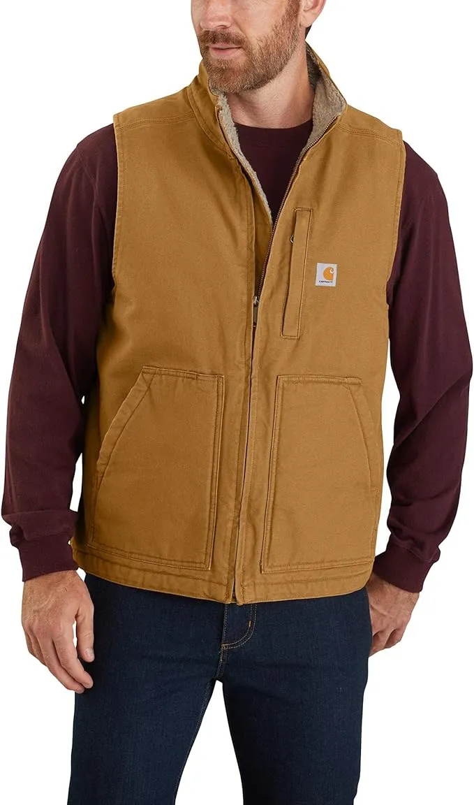 Carhartt Men's Duck Sherpa-Lined Mock Neck Vest, Gravel