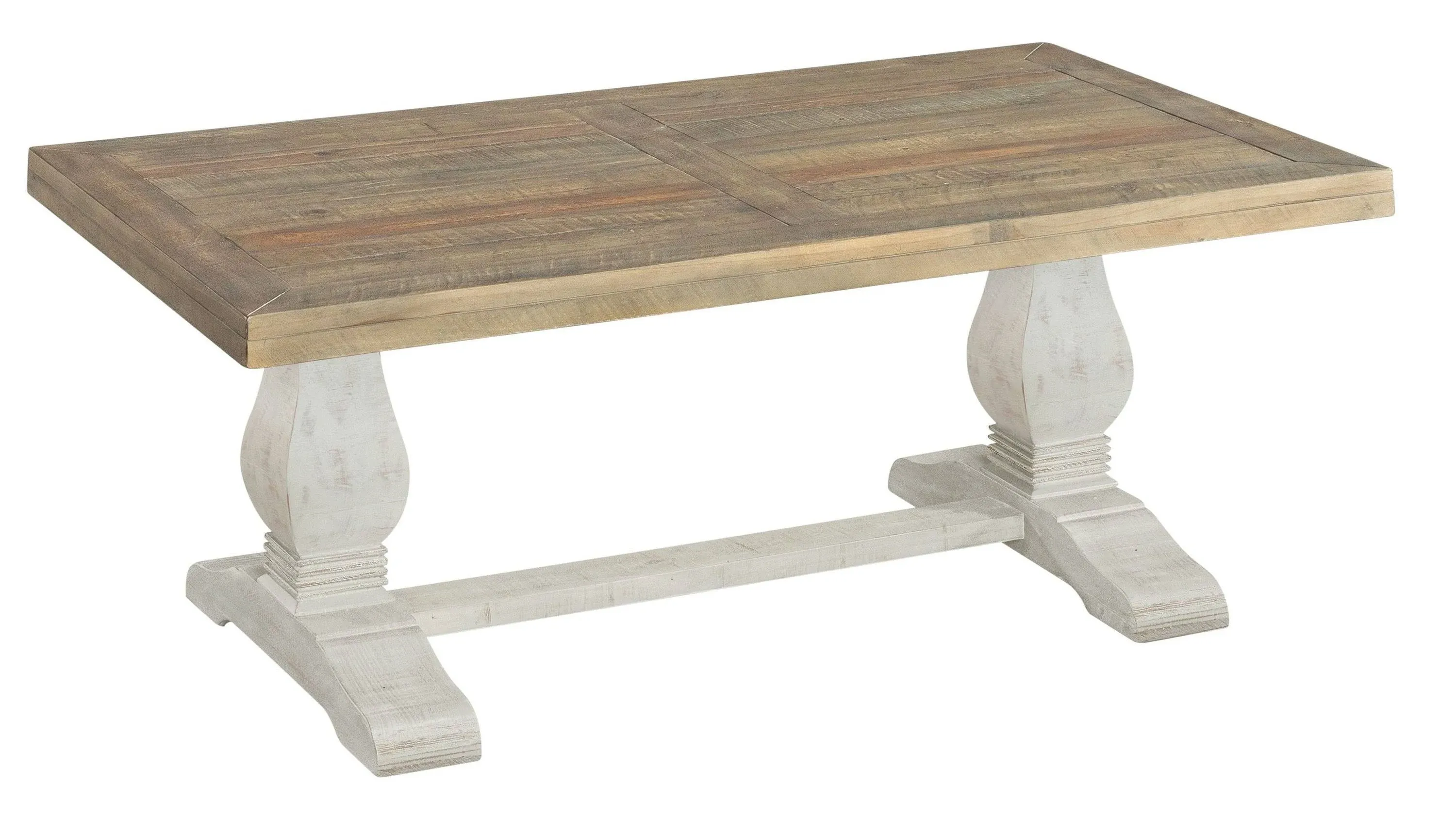 Martin Svensson Home Napa Pedestal Coffee Table, White Stain and Reclaimed Natural