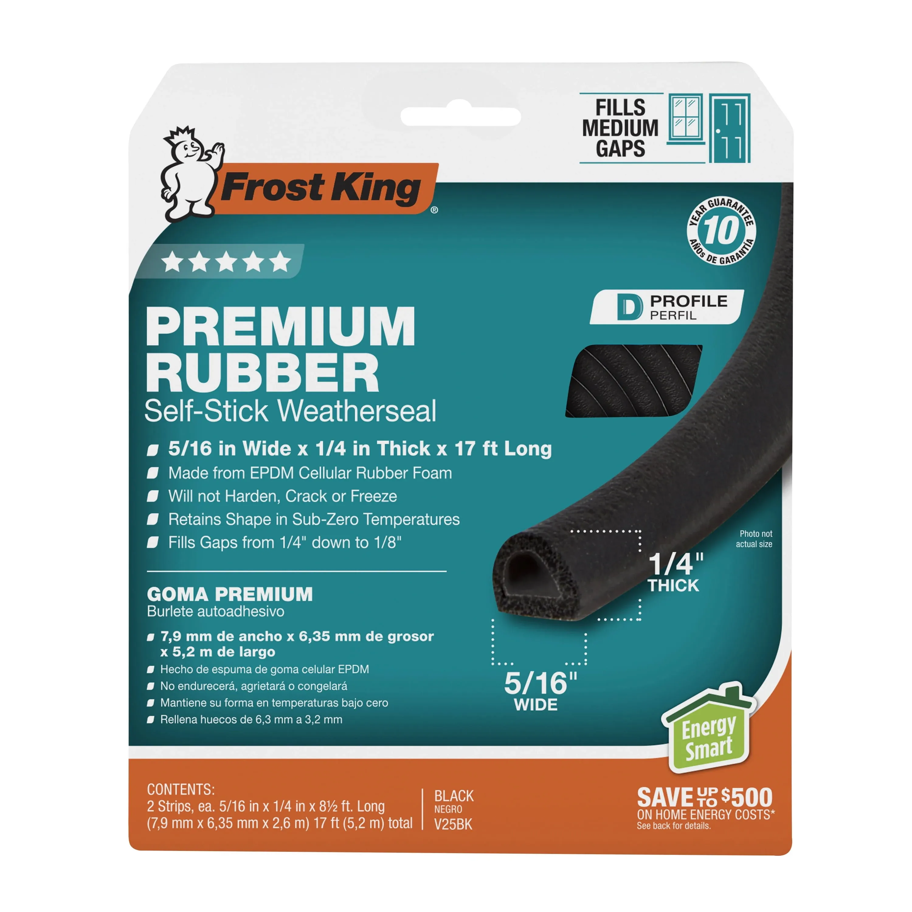 Frost King V25bk Self-Stick Weatherseal Tape