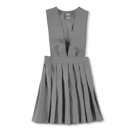 At School by French Toast V-Neck Pleated Jumper, Heather Grey, Size 4