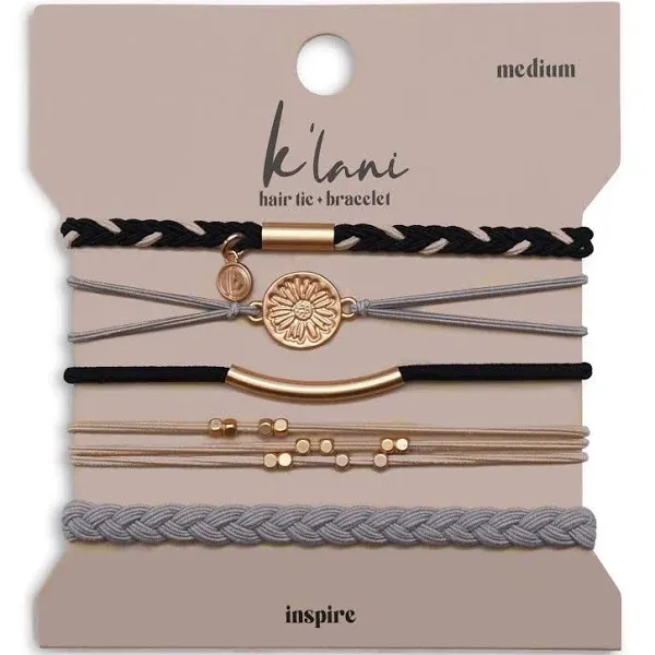 K'lani Klani Hair Tie Bracelets for Women DualUse Bracelet and Hair Tie Stylish Ponytail Hair Accessories Inspire Set of 5